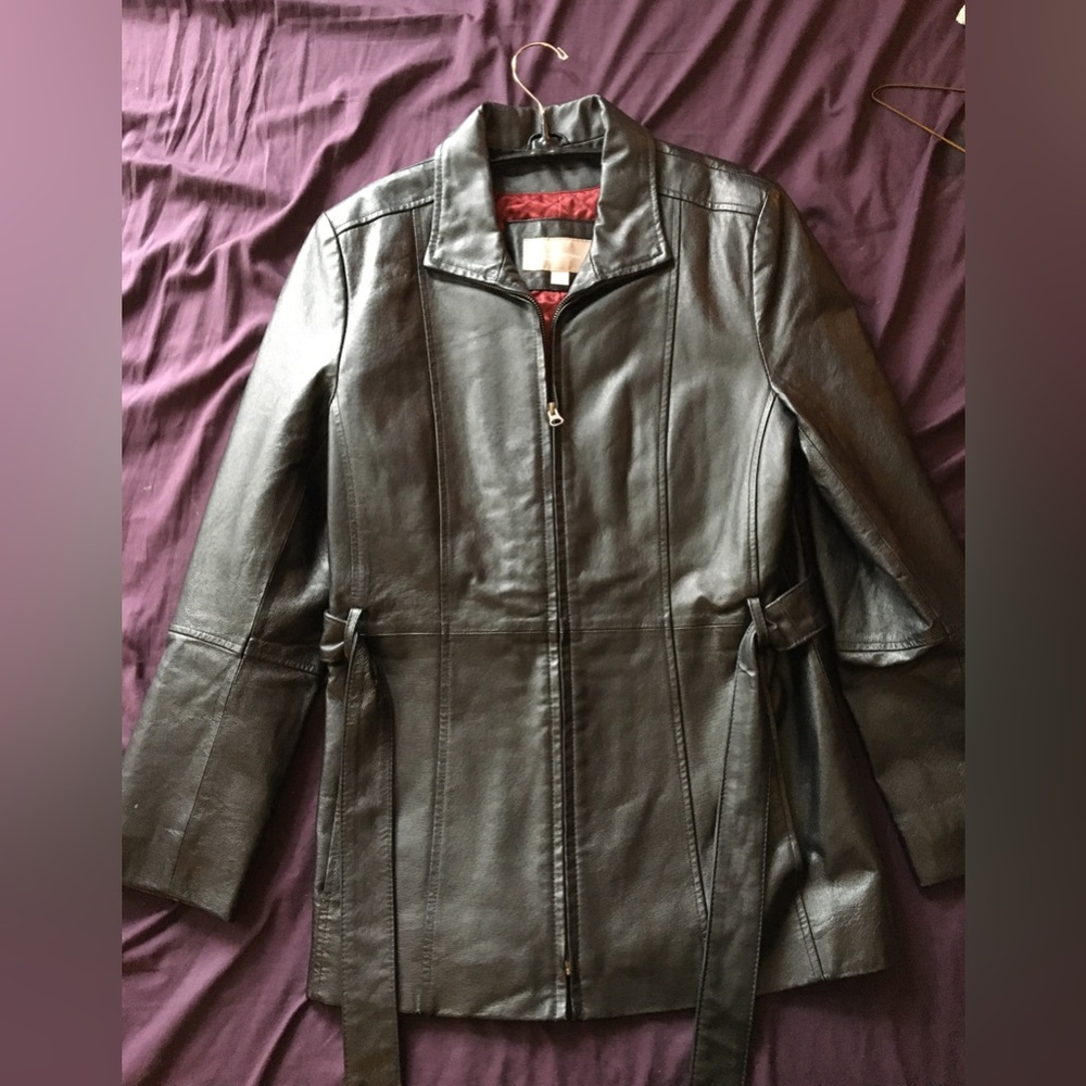 Croft and Barrow Black Leather Coat